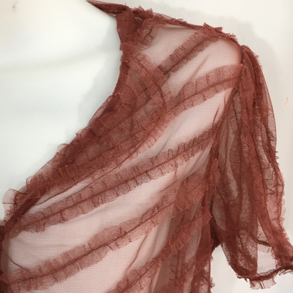 Intuition Mesh Ruffled Button Front Size 8 Top - Picture 3 of 6